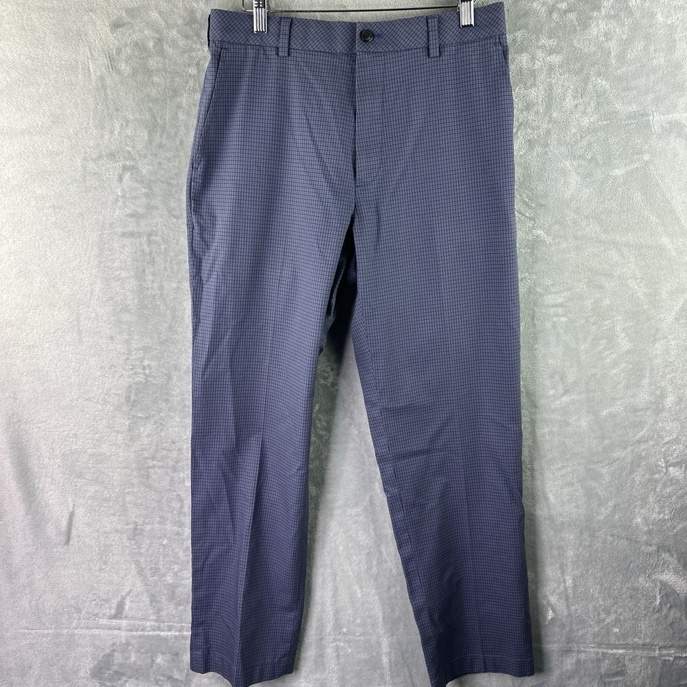 Brooks Brothers Advantage Chino Clark Pants Men's‎ 34x30 Blue Check Stretch